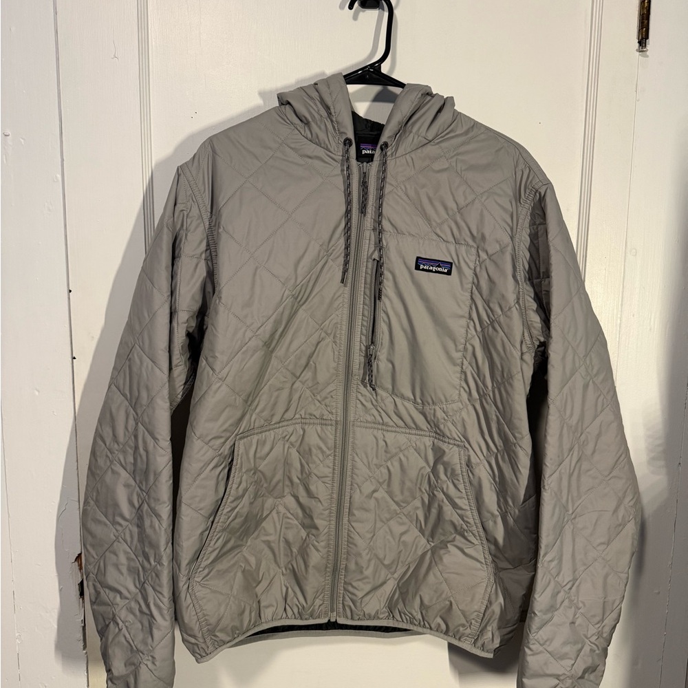 Patagonia Men's Diamond Quilted Bomber Hoodie - Light Grey - Men’s Large